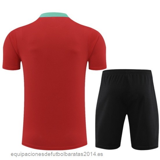 Nuevo Entrenamiento Conjunto Completo Niños Portugal 2024 Rojo Negro Baratas